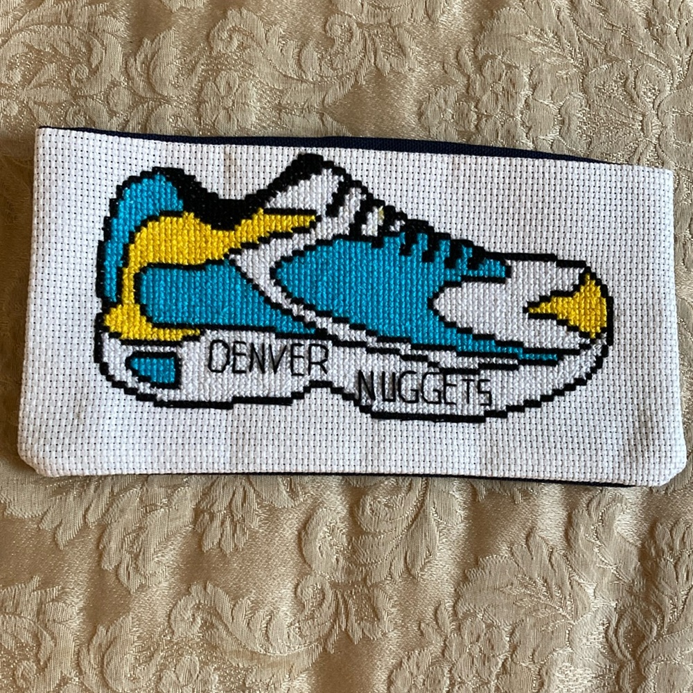 NEW hand sewn Denver Nuggets pouch,8 inches by 4 inches, Velcro closure